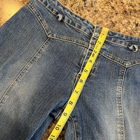 Jill Stuart Blue Denim Bootcut Jeans Exposed Seams Size 8 - Picture 8 of 9